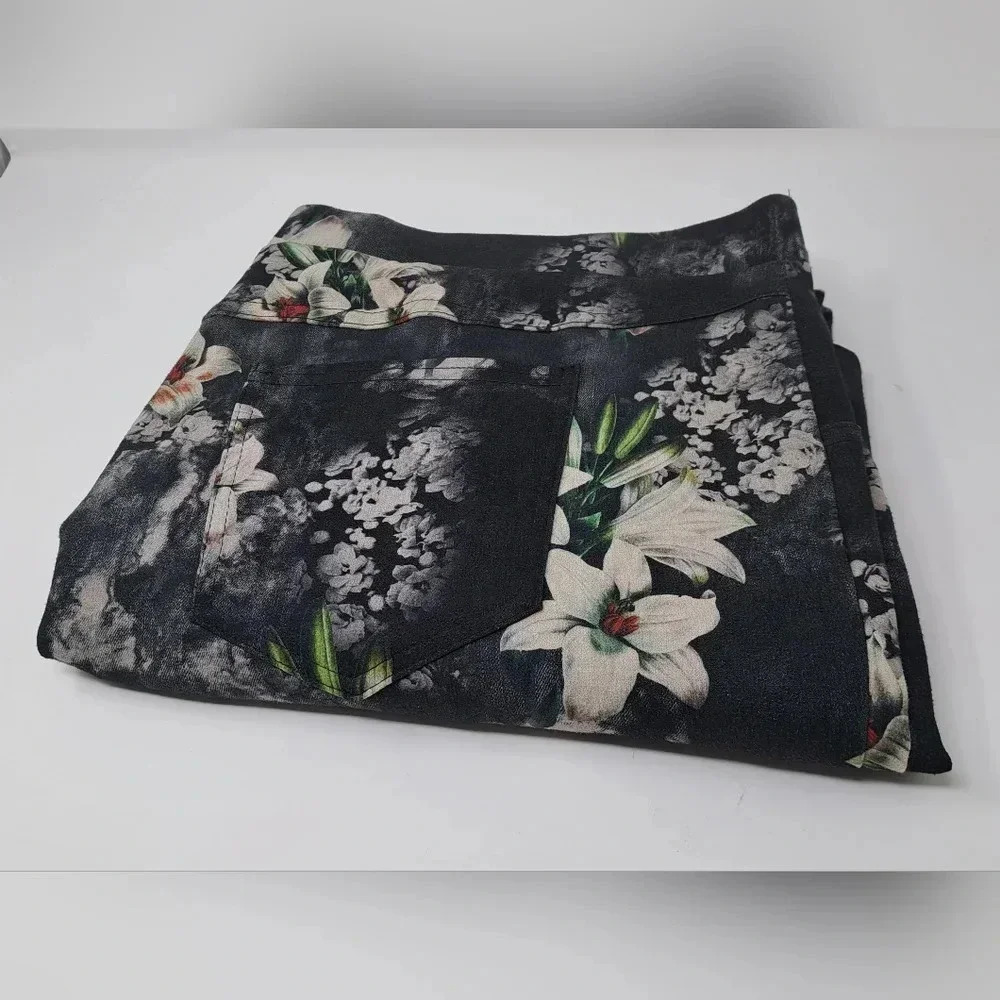 Joseph Ribkoff Women's Floral Pants Zip Cuff Stretch Canada Plus Size 22 US
